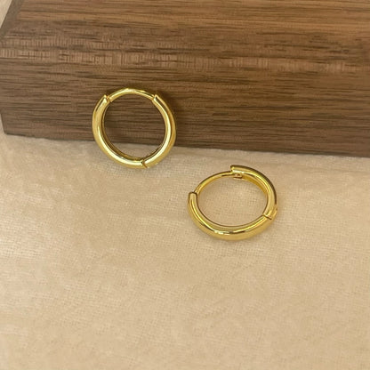 6-15mm Stainless Steel Earring Minimalist Classic Round Gold Color Earring for Women Men Tiny Huggie Hoop Rock  Jewelry Gift