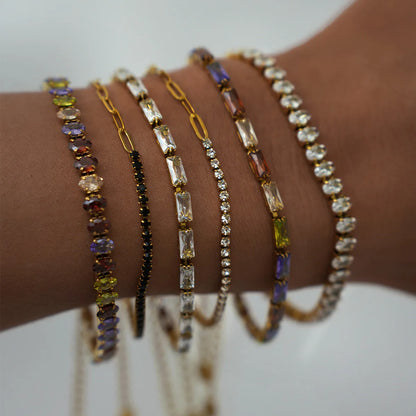 Geometric CZ Bezel Tennis Bracelet