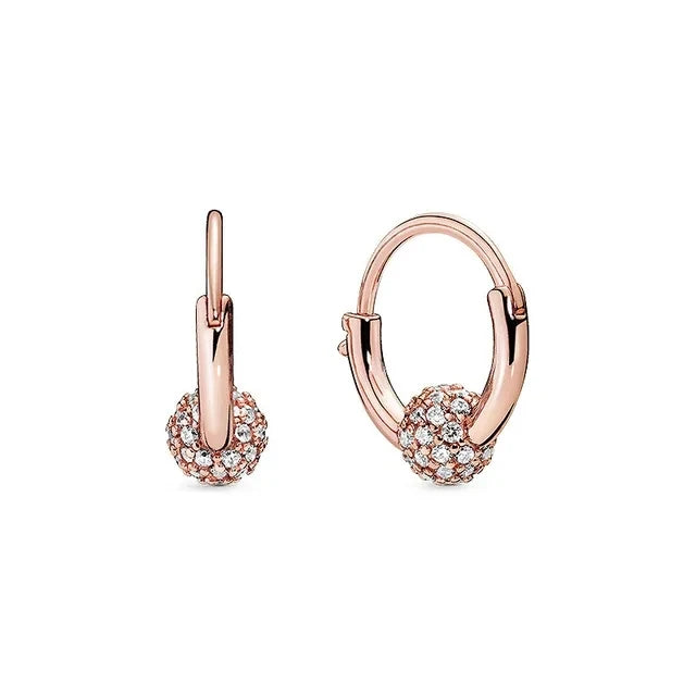 925 Silver Hoop Infinite Love Earrings Blue Flower White Stone Golden Round Heart Shape Pendant Earrings For Women DIY Jewelry