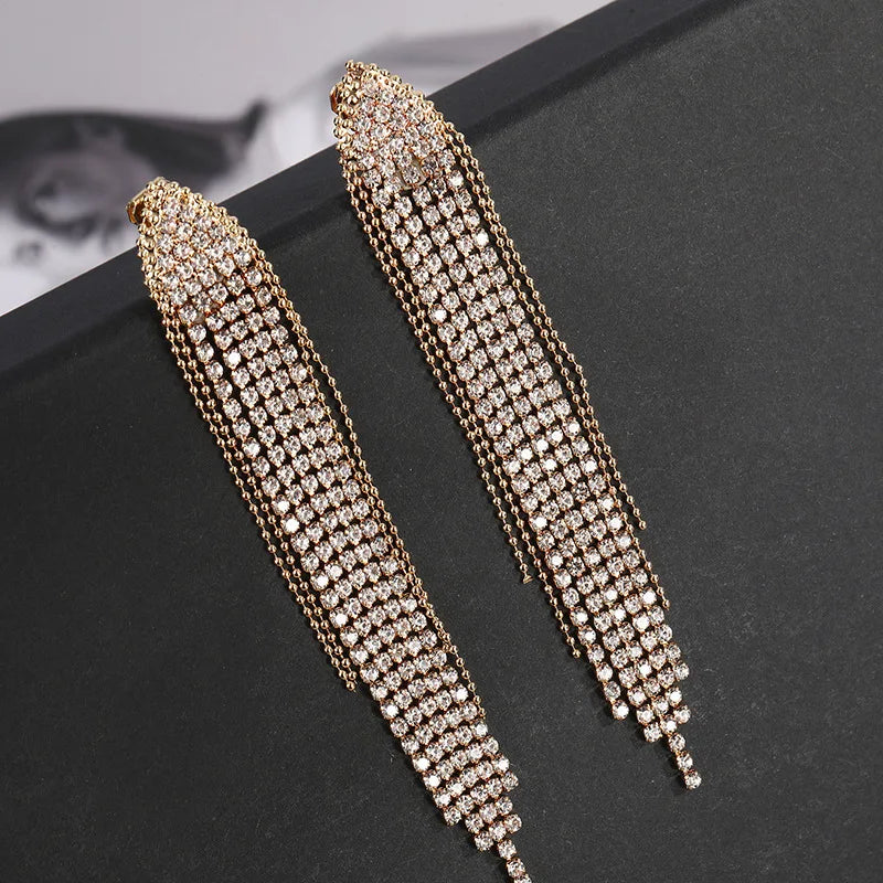 2PC Women's Fashion Copper Claw Chain Long Tassel Earrings Outdoor Travel Carnival Banquet Party Holiday Dressing Gift