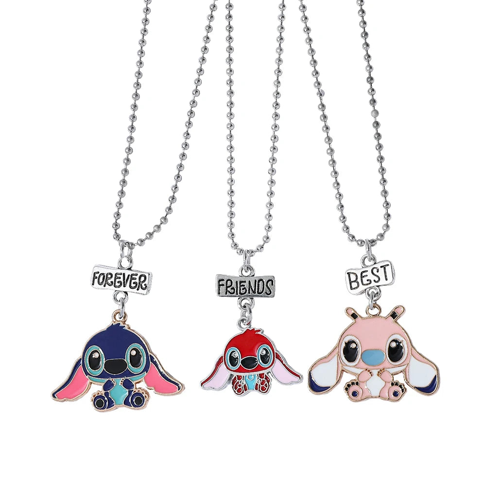 Disney-Stitch Heart Necklace for Couple, Gold and Silver Color, Angel and Stitch, Cute Style , Jewelry Pendant, Gift for Girl, 1