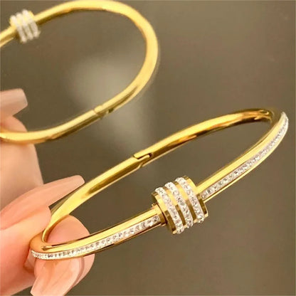 Gold Rhinestone Bracelets / Bangles