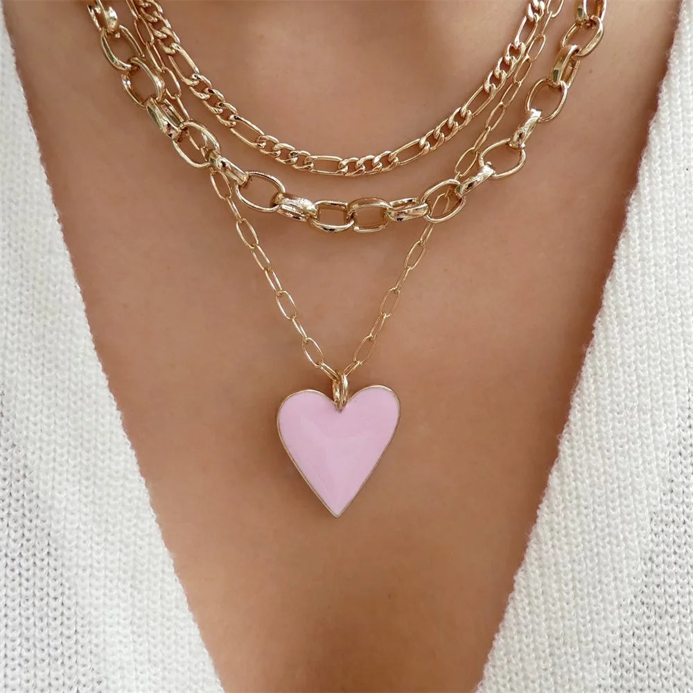 Red Heart Flower Necklace