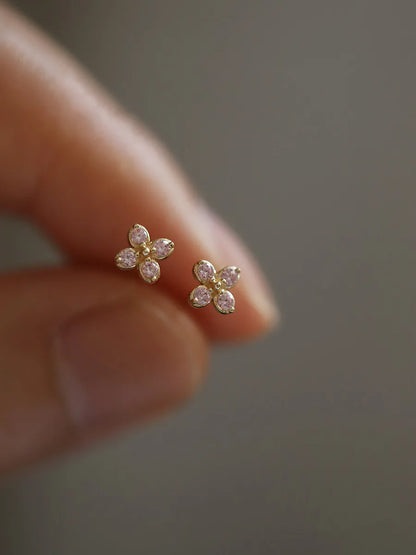 Tibetan Silver Korea Exquisite Curved Shiny Zircon Wheat Stud Earrings for Women Sweet Romantic Wedding Pendiente Plata Jewelry