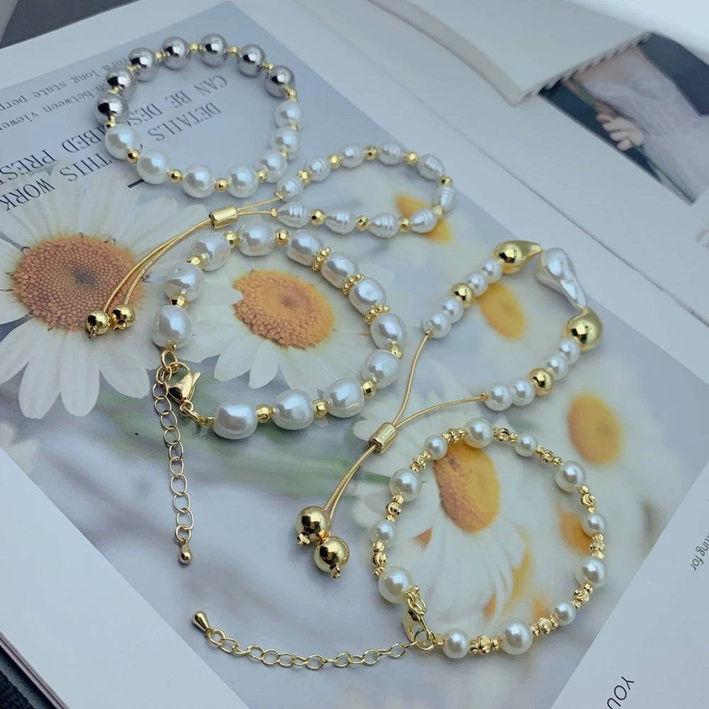 Exquisite luxury Irregular Imitation Pearl Chain Bracelet For Woman Trendy Jewelry Gift