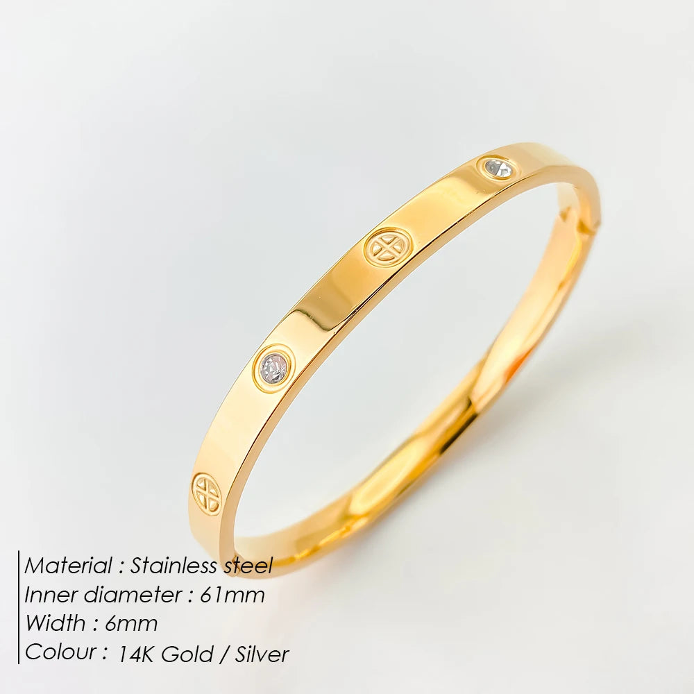 Stainless Steel Shiny Rhinestone Bangle