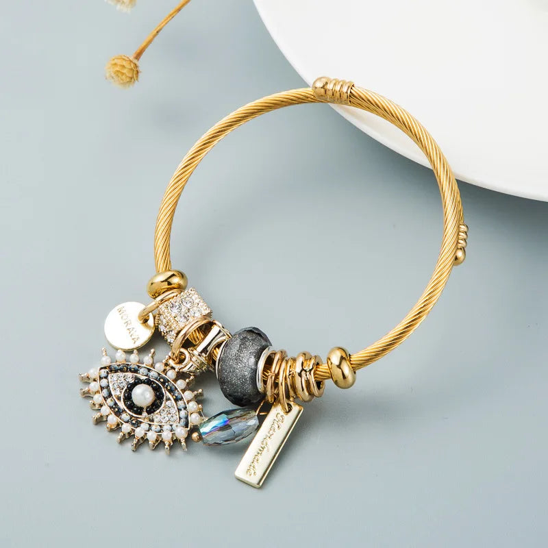 Stainless Steel Panjiadora Beaded Love Bracelet