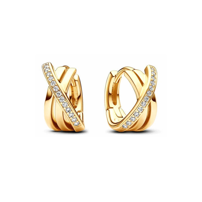 925 Silver Hoop Infinite Love Earrings Blue Flower White Stone Golden Round Heart Shape Pendant Earrings For Women DIY Jewelry