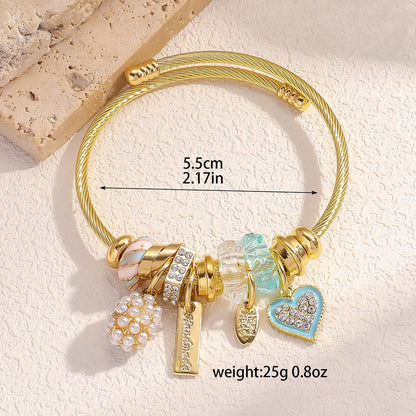 Stainless Steel Panjiadora Beaded Love Bracelet