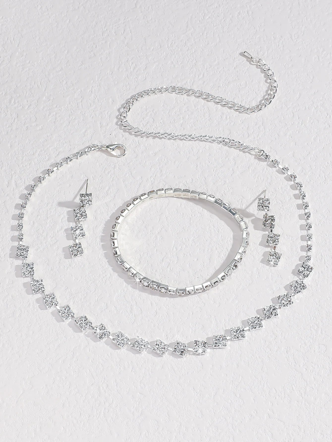2025 heißer Verkauf Versilbert Zirkonia Schmuck-Set Hohe Qualität Luxus Halskette Ohrringe Und Armband 3 Stück Schmuck Frau Set