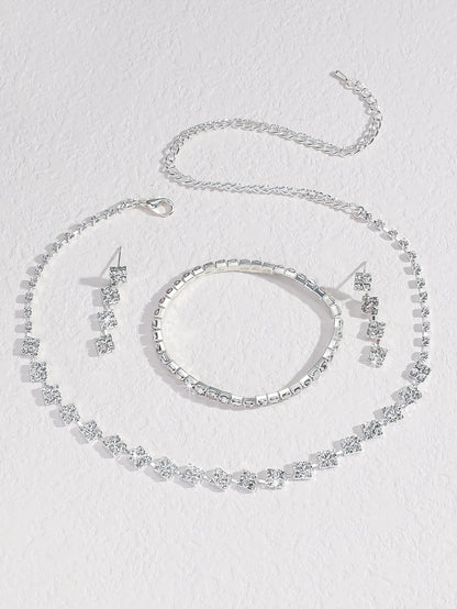 Ensemble de bijoux en zircone plaqué argent, collier, boucles d'oreilles et bracelet de luxe de haute qualité, ensemble de 3 pièces pour femme, offre spéciale 2025
