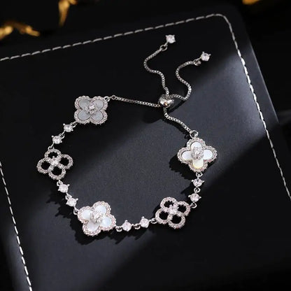 Shell Stone Crystal Pink Flower Bracelet