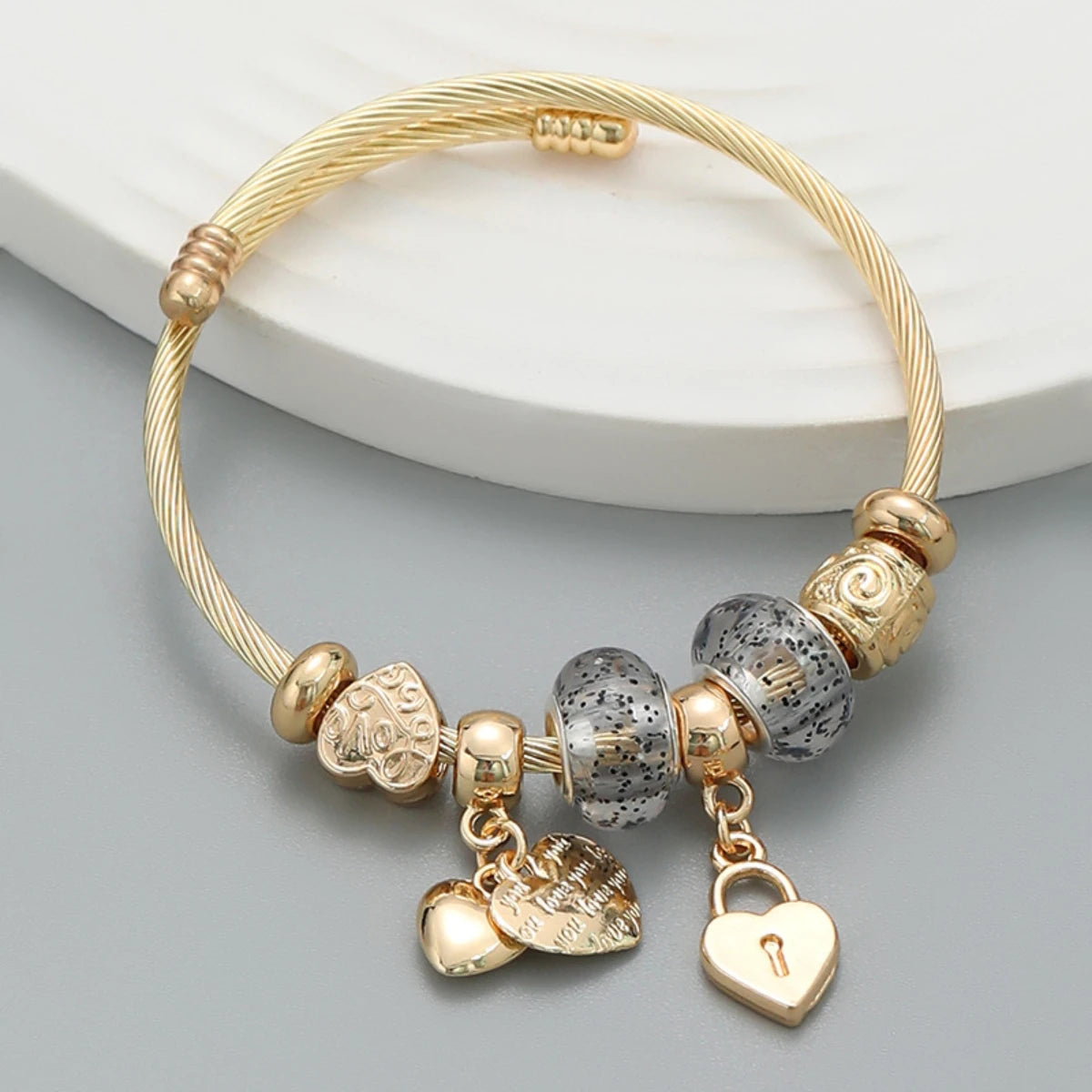 Stainless Steel Panjiadora Beaded Love Bracelet