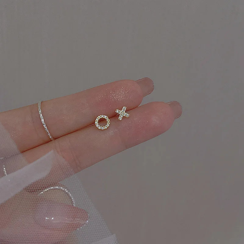 Tibetan Silver Korea Exquisite Curved Shiny Zircon Wheat Stud Earrings for Women Sweet Romantic Wedding Pendiente Plata Jewelry