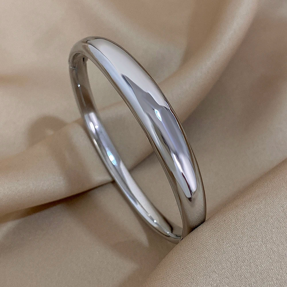 Glossy Solid Color Stainless Steel Bangle