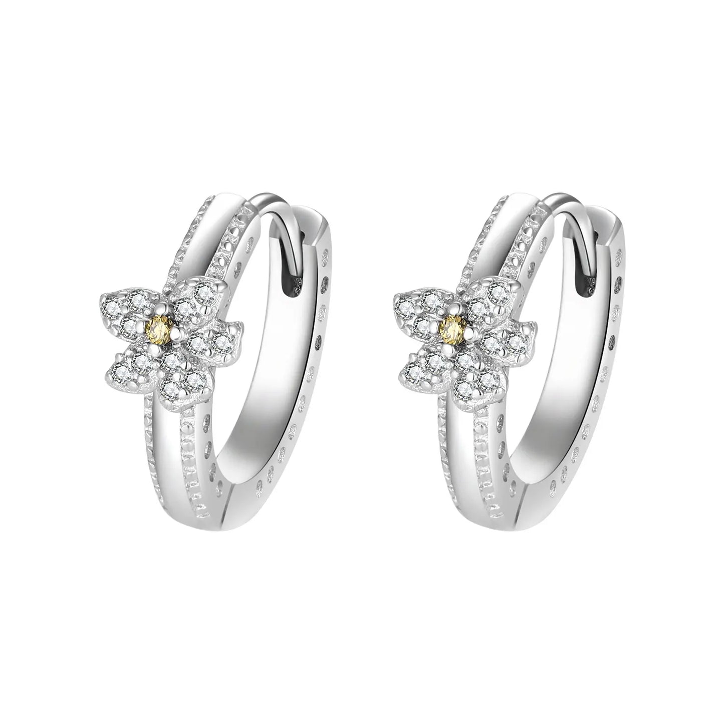 925 Silver Hoop Infinite Love Earrings Blue Flower White Stone Golden Round Heart Shape Pendant Earrings For Women DIY Jewelry