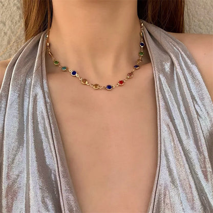 Colorful Crystal Tassel Necklace