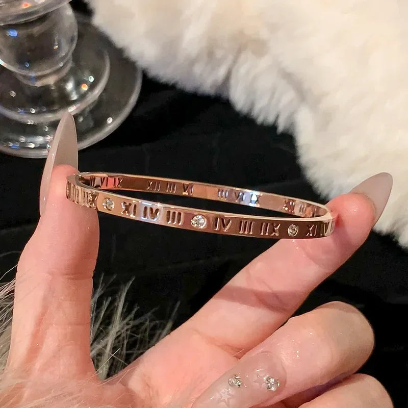 Zircon Titanium Rose Gold Bangles