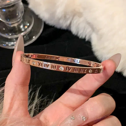 Zircon Titanium Rose Gold Bangles