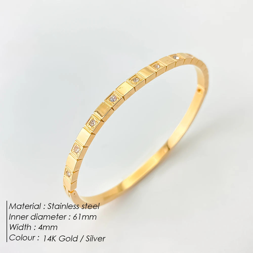 Stainless Steel Shiny Rhinestone Bangle