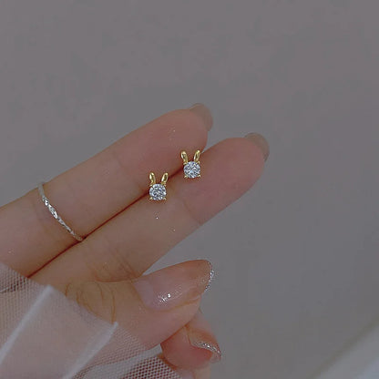 Tibetan Silver Korea Exquisite Curved Shiny Zircon Wheat Stud Earrings for Women Sweet Romantic Wedding Pendiente Plata Jewelry