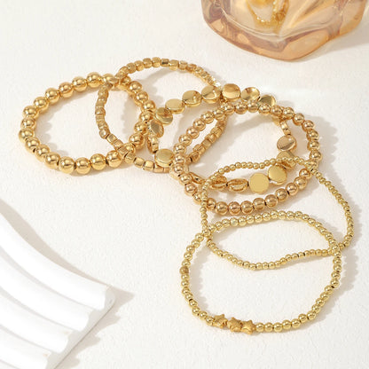 Vintage CCB Bead Beaded Bracelet Creative Flat Bead Star Bead Bracelet Set for Women's Bohemian Daily Versatile Jewelry Gifts