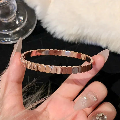 Zircon Titanium Rose Gold Bangles