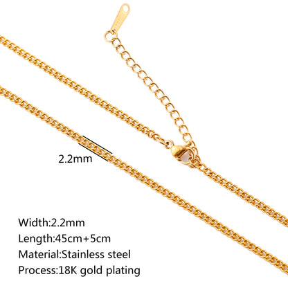 5pc 18K Gold Color PVD Plated Stainless Steel Cuba Cross O Ripple Twisted Chain Necklace Adjustable Chain DIY Necklace Wholesale