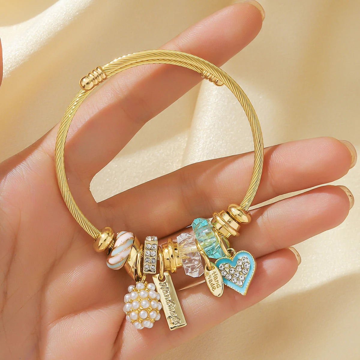 Stainless Steel Panjiadora Beaded Love Bracelet