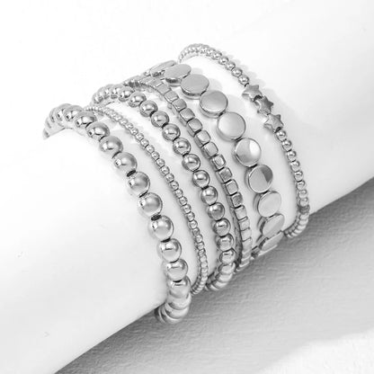 Vintage CCB Bead Beaded Bracelet Creative Flat Bead Star Bead Bracelet Set for Women's Bohemian Daily Versatile Jewelry Gifts