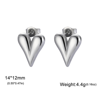 Lucktune Heart Stud Earrings Women Stainless Steel aros mujer Love Cutout Piercing Earrings Trend 2025 Kpop Jewelry Gift New