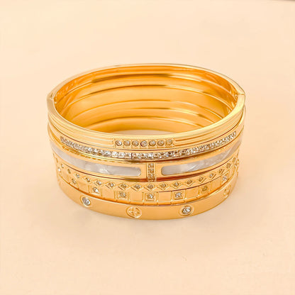 Stainless Steel Shiny Rhinestone Bangle