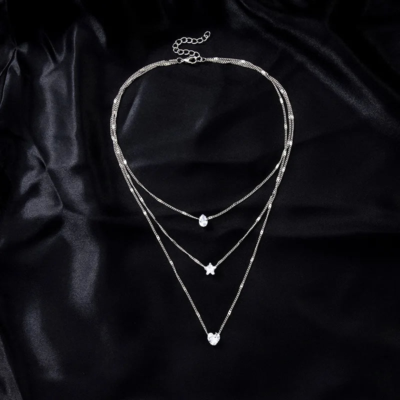 Zircon Heart Pendant Necklace