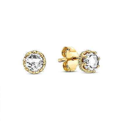 New 925 Silver Earring Shaped Circle Pearls Drop Earring Sparkling Bow Stud Earrings PandKK Original For Women Gift Fine Jewelry