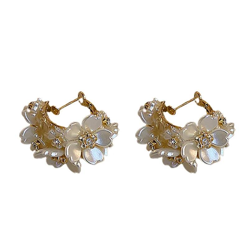 2022 Korean New Exquisite Flower Splicing Earrings Temperament Simple Fashion Versatile Earrings Female Jewelry gift