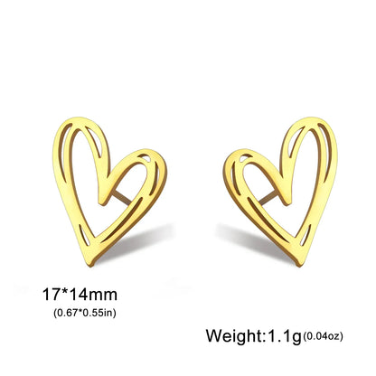 Lucktune Heart Stud Earrings Women Stainless Steel aros mujer Love Cutout Piercing Earrings Trend 2025 Kpop Jewelry Gift New